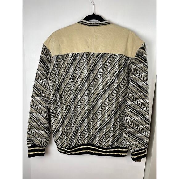 Vintage Coogi Style Sweater Size Large 90's 3D Textured Leather Knit Pullover - Picture 8 of 15